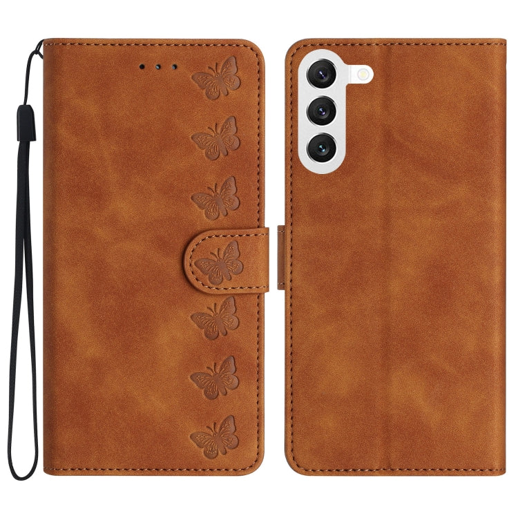 Seven Butterflies Embossed Leather Phone Case, For Samsung Galaxy A13 5G, For Samsung Galaxy A14 5G, For Samsung Galaxy A05s, For Samsung Galaxy S24 5G