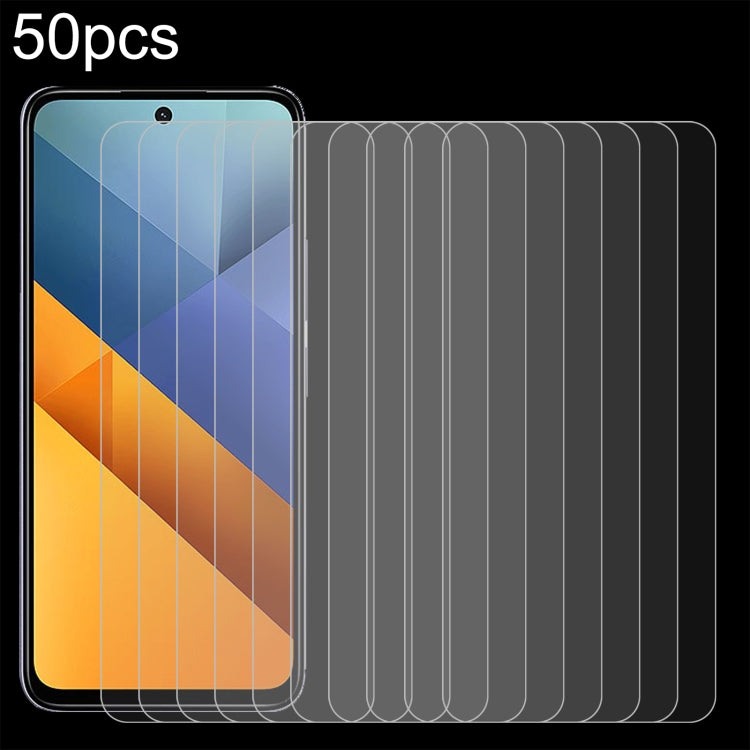 50pcs 0.26mm 9H 2.5D Tempered Glass Film, For Xiaomi Poco M7 Pro 5G, For Xiaomi Poco C75 5G, For Xiaomi Redmi K80 / K80 Pro, For Xiaomi Redmi Note 14 4G, For Xiaomi Redmi A4 5G, For Xiaomi Redmi 14R / A3 Pro, For Xiaomi Redmi Note 14 5G