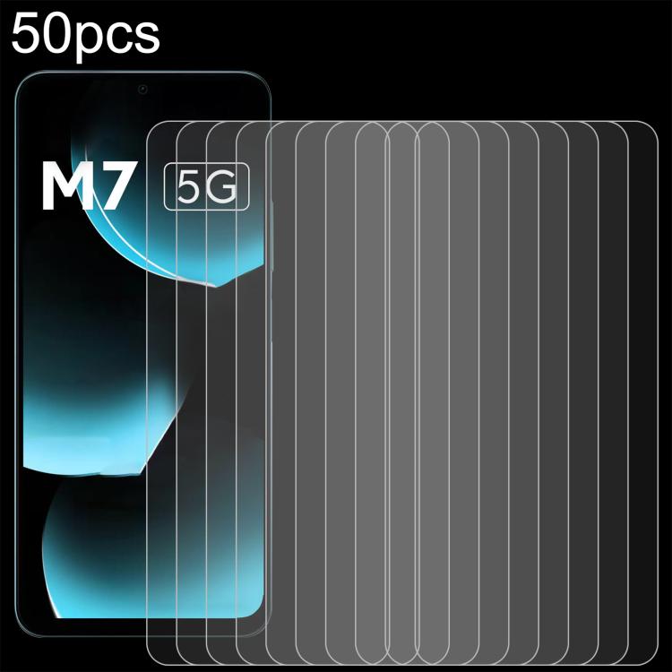 Lot de 50 films en verre trempé 9H 2.5D (0,26 mm) pour Xiaomi Redmi 12 et Xiaomi Redmi Note 12T Pro