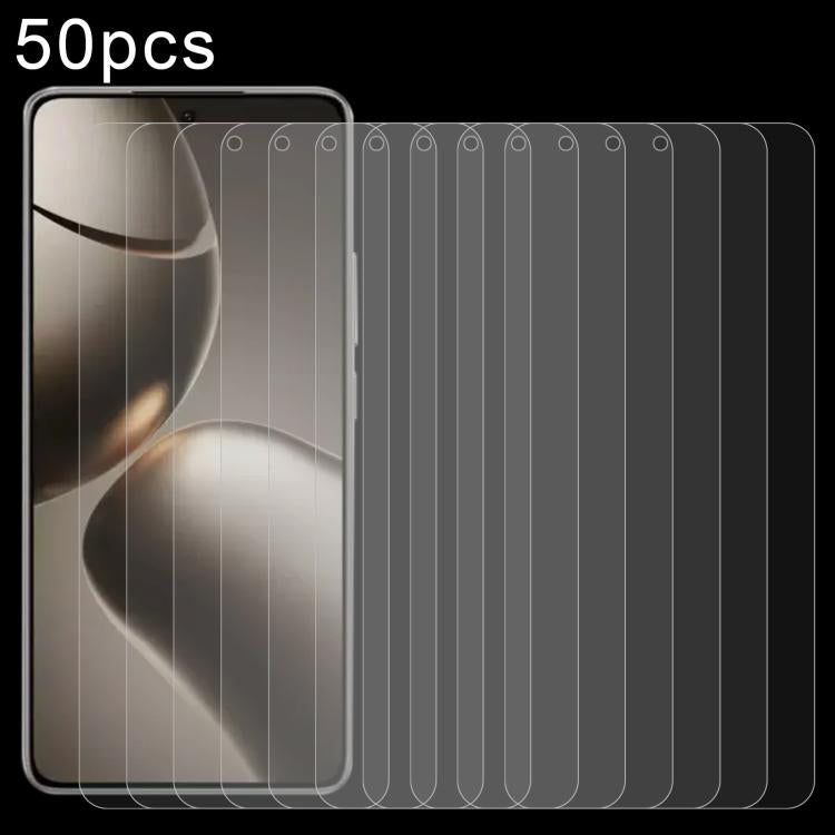 Lot de 50 films en verre trempé 9H 2.5D (0,26 mm) pour Xiaomi Redmi 12 et Xiaomi Redmi Note 12T Pro
