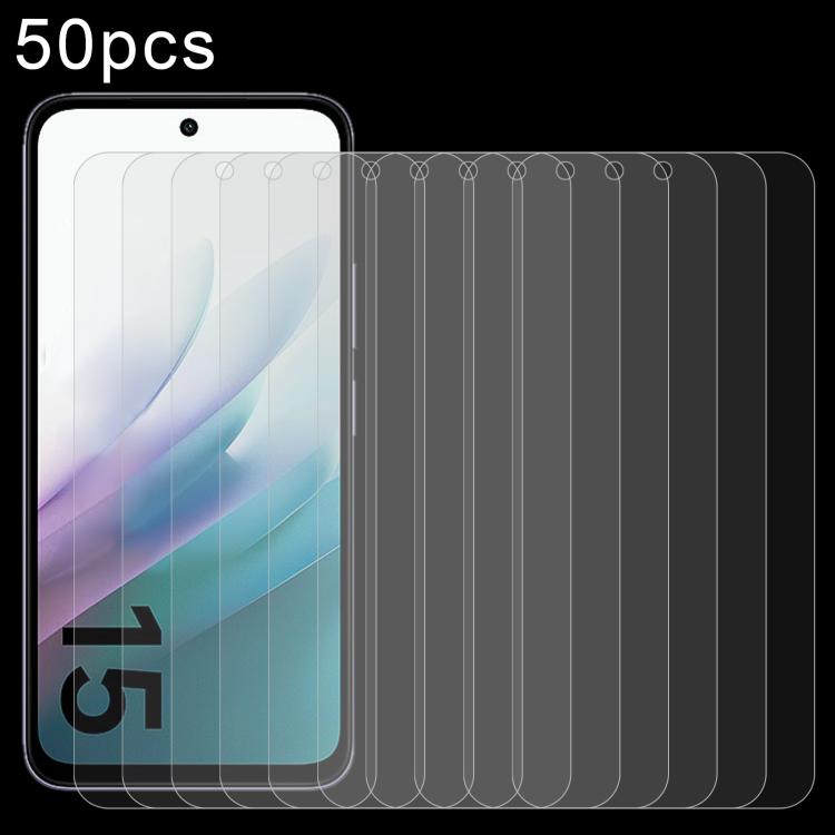 Lot de 50 films en verre trempé 9H 2.5D (0,26 mm) pour Xiaomi Redmi 12 et Xiaomi Redmi Note 12T Pro