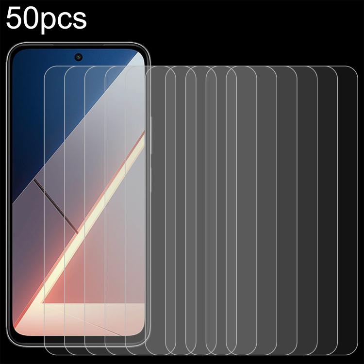 Lot de 50 films en verre trempé 9H 2.5D (0,26 mm) pour Xiaomi Redmi 12 et Xiaomi Redmi Note 12T Pro