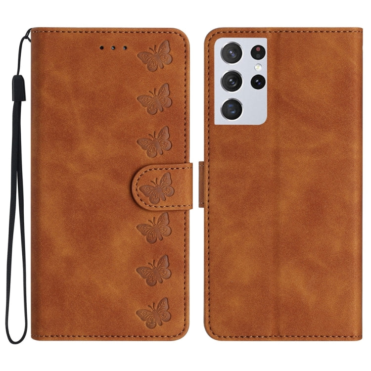 Seven Butterflies Embossed Leather Phone Case