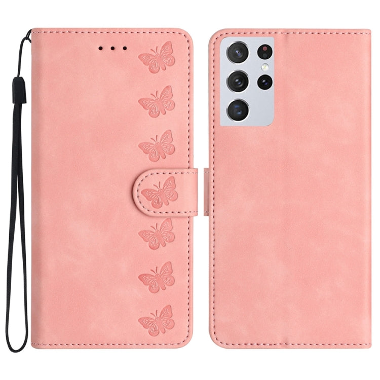 Seven Butterflies Embossed Leather Phone Case