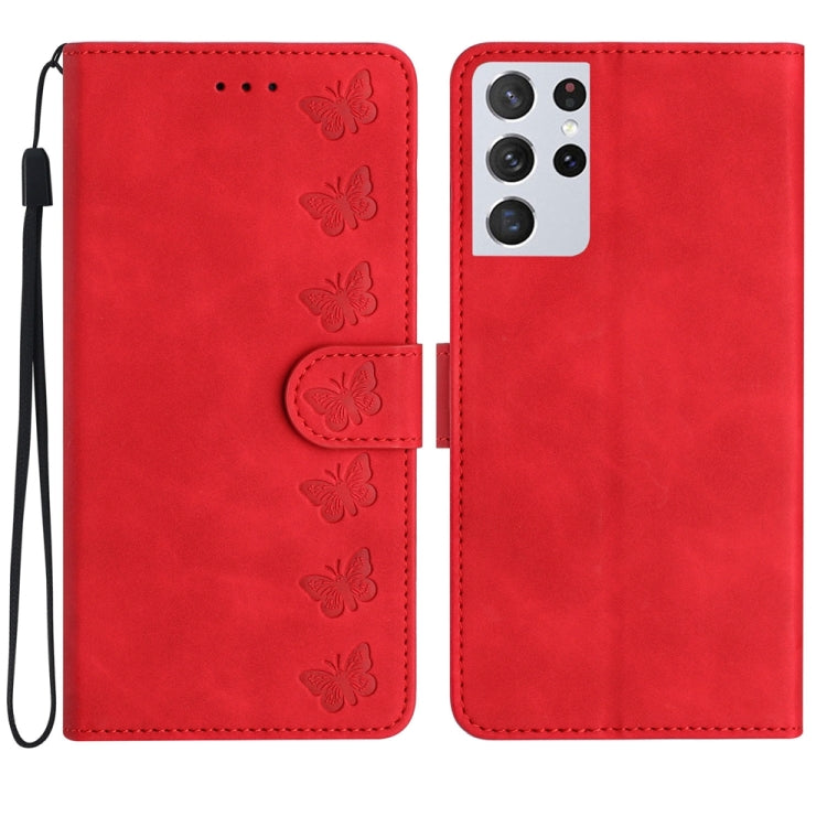 Seven Butterflies Embossed Leather Phone Case