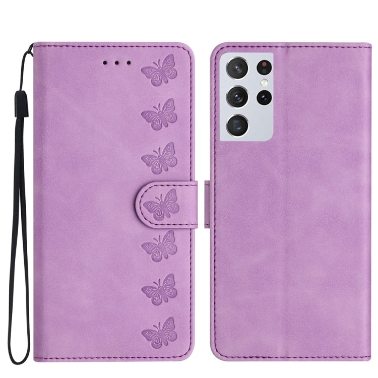 Seven Butterflies Embossed Leather Phone Case