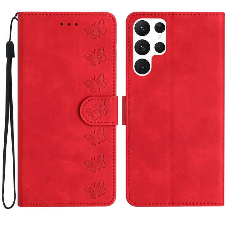 Seven Butterflies Embossed Leather Phone Case
