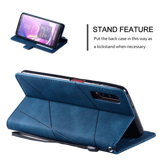 Galaxy A20e phone case open displaying card holder slots and protective wallet functionality