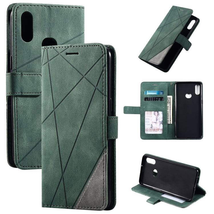 Skin Feel Splicing Horizontal Flip Leather Case with Holder & Card Slots & Wallet & Photo Frame, For Samsung Galaxy A7(2018), For Samsung Galaxy A10s, For Samsung Galaxy A20, For Samsung Galaxy A20e