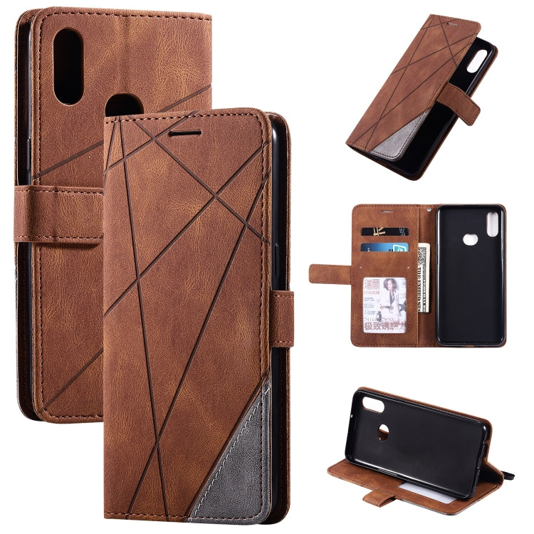 Skin Feel Splicing Horizontal Flip Leather Case with Holder & Card Slots & Wallet & Photo Frame, For Samsung Galaxy A7(2018), For Samsung Galaxy A10s, For Samsung Galaxy A20, For Samsung Galaxy A20e