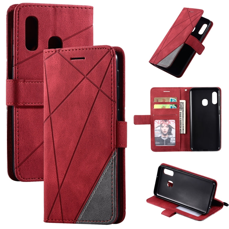 Skin Feel Splicing Horizontal Flip Leather Case with Holder & Card Slots & Wallet & Photo Frame, For Samsung Galaxy A7(2018), For Samsung Galaxy A10s, For Samsung Galaxy A20, For Samsung Galaxy A20e