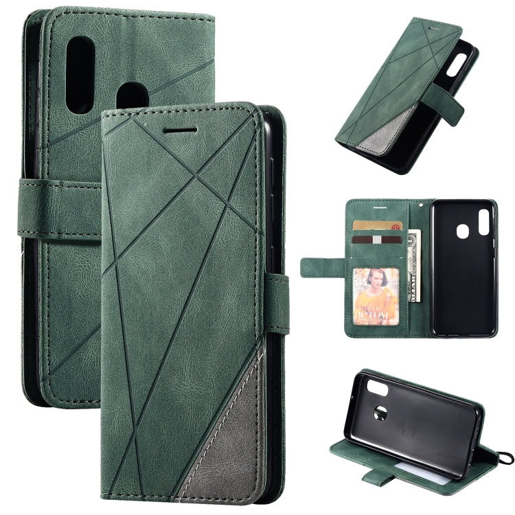 Skin Feel Splicing Horizontal Flip Leather Case with Holder & Card Slots & Wallet & Photo Frame, For Samsung Galaxy A7(2018), For Samsung Galaxy A10s, For Samsung Galaxy A20, For Samsung Galaxy A20e