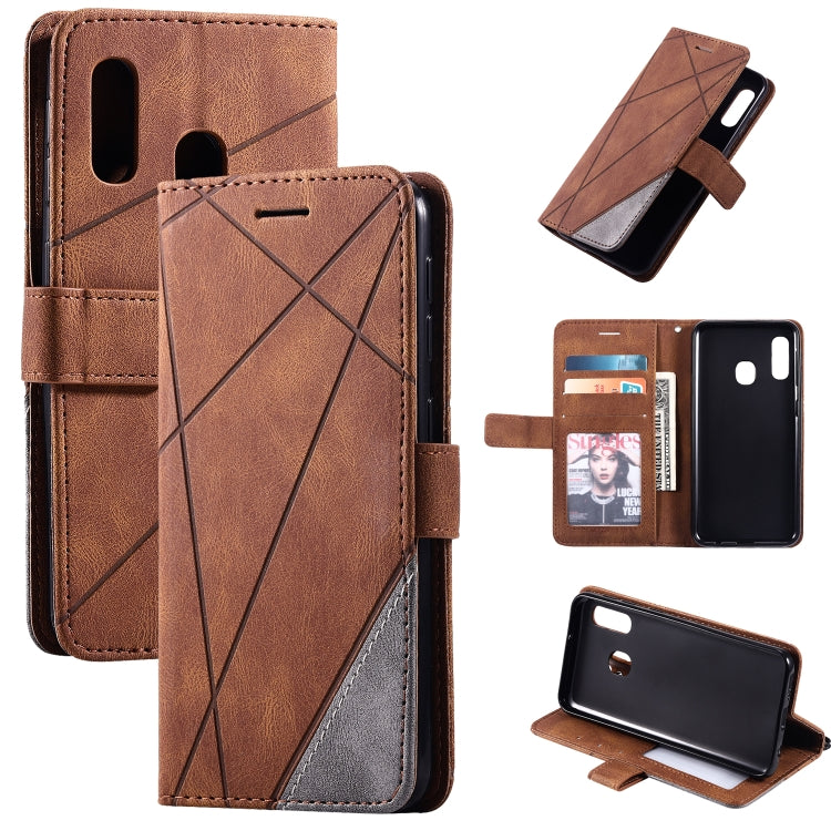 Skin Feel Splicing Horizontal Flip Leather Case with Holder & Card Slots & Wallet & Photo Frame, For Samsung Galaxy A7(2018), For Samsung Galaxy A10s, For Samsung Galaxy A20, For Samsung Galaxy A20e