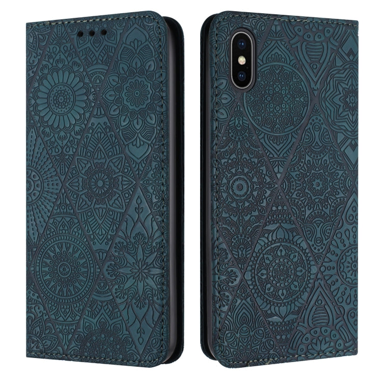 Ethnic Embossed Adsorption Leather Phone Case, For iPhone X / XS, For iPhone XR, For iPhone XS Max, For iPhone SE 2022 / 7 / 8