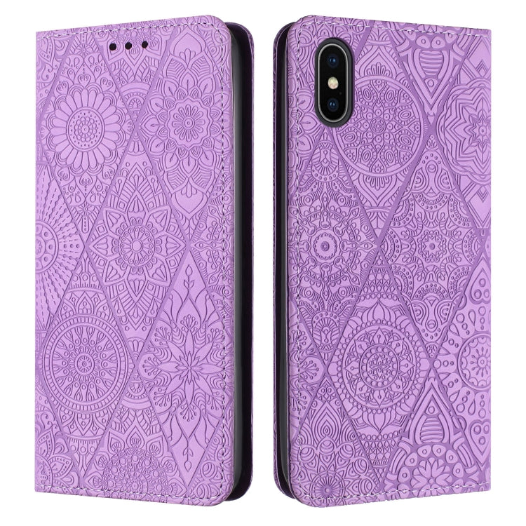 Ethnic Embossed Adsorption Leather Phone Case, For iPhone X / XS, For iPhone XR, For iPhone XS Max, For iPhone SE 2022 / 7 / 8