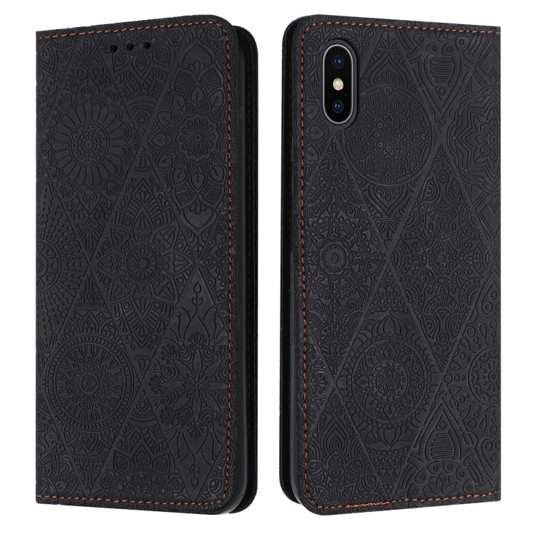 Ethnic Embossed Adsorption Leather Phone Case, For iPhone X / XS, For iPhone XR, For iPhone XS Max, For iPhone SE 2022 / 7 / 8