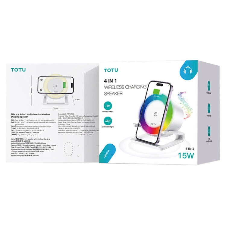 Enceinte Bluetooth multifonctionnelle 4 en 1 TOTU M6064Q avec chargement sans fil, M6064Q
