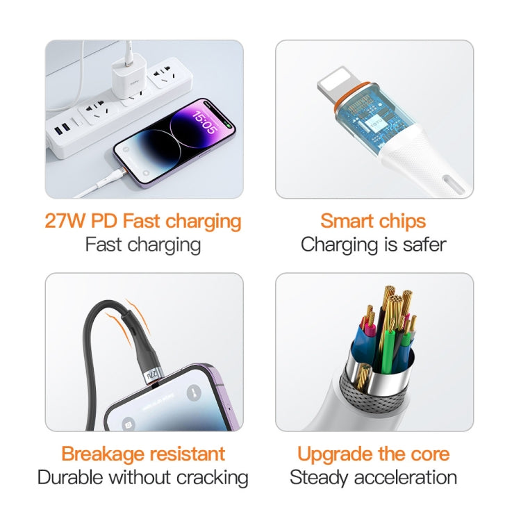 TOTU CB-2 Series USB-C / Type-C to 8 Pin Aluminum Alloy Skin Feel Charging Data Cable, 1m