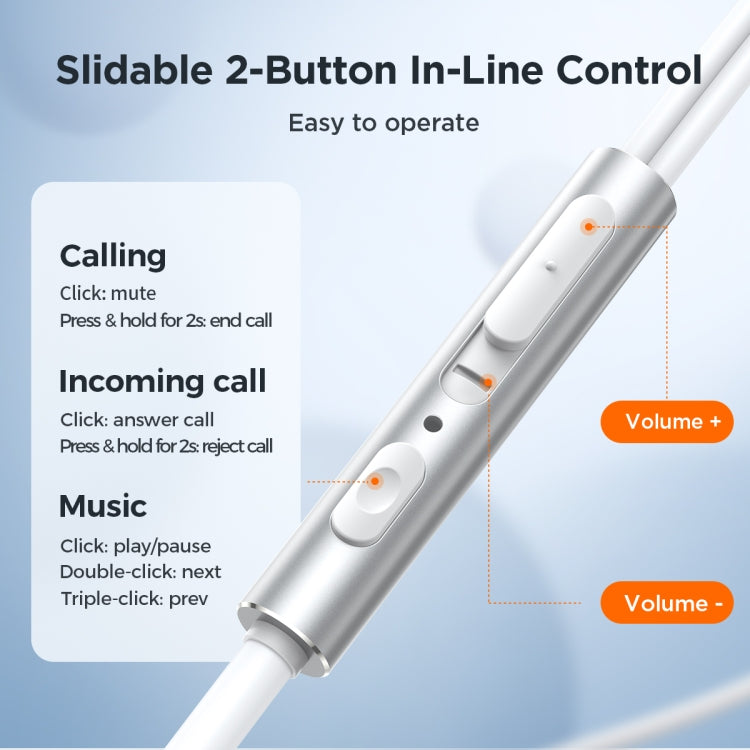 JOYROOM JR-EW03 3.5mm In-Ear Metal Wired Earphone, Length: 1.2m