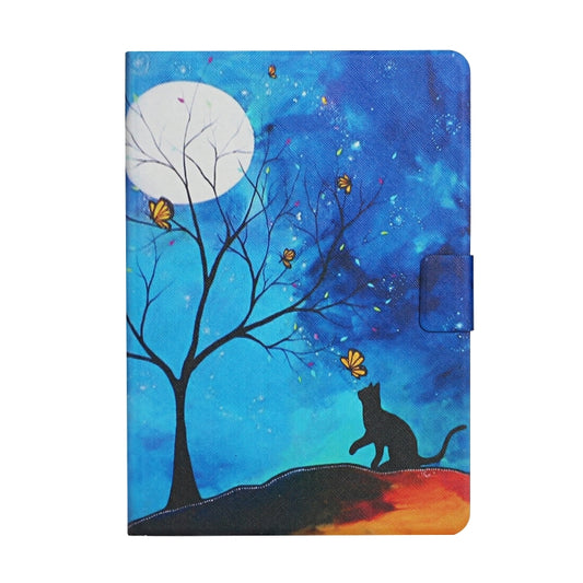 Horizontal flip design tablet case featuring vibrant artistic patterns and sleep wake function