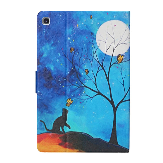Galaxy Tab S5e T720 protective leather case back view with textured drawing pattern detail