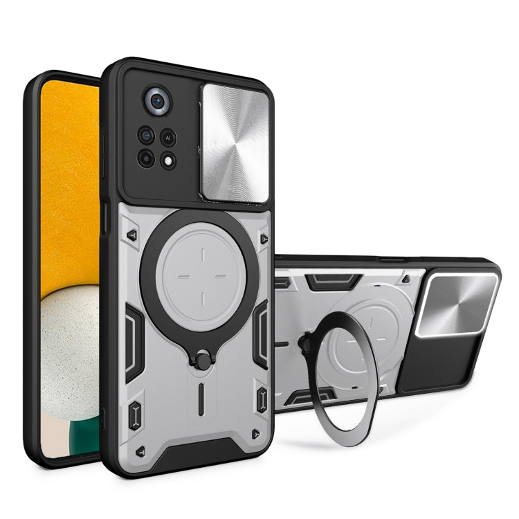 CD Texture Sliding Camshield Magnetic Holder Phone Case, For Xiaomi Poco M4 Pro 4G, For Xiaomi Poco X4 Pro 5G, For Xiaomi Redmi Note 11 4G, For Xiaomi Redmi Note 11 Pro