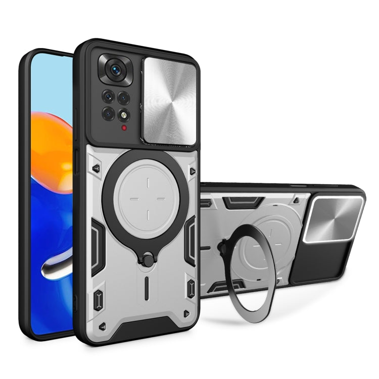 CD Texture Sliding Camshield Magnetic Holder Phone Case, For Xiaomi Poco M4 Pro 4G, For Xiaomi Poco X4 Pro 5G, For Xiaomi Redmi Note 11 4G, For Xiaomi Redmi Note 11 Pro