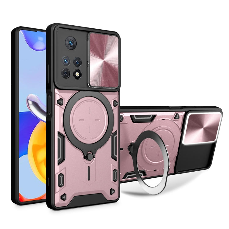 CD Texture Sliding Camshield Magnetic Holder Phone Case, For Xiaomi Poco M4 Pro 4G, For Xiaomi Poco X4 Pro 5G, For Xiaomi Redmi Note 11 4G, For Xiaomi Redmi Note 11 Pro