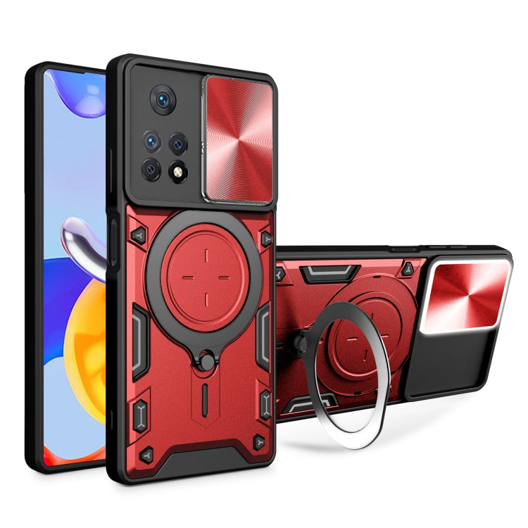 CD Texture Sliding Camshield Magnetic Holder Phone Case, For Xiaomi Poco M4 Pro 4G, For Xiaomi Poco X4 Pro 5G, For Xiaomi Redmi Note 11 4G, For Xiaomi Redmi Note 11 Pro