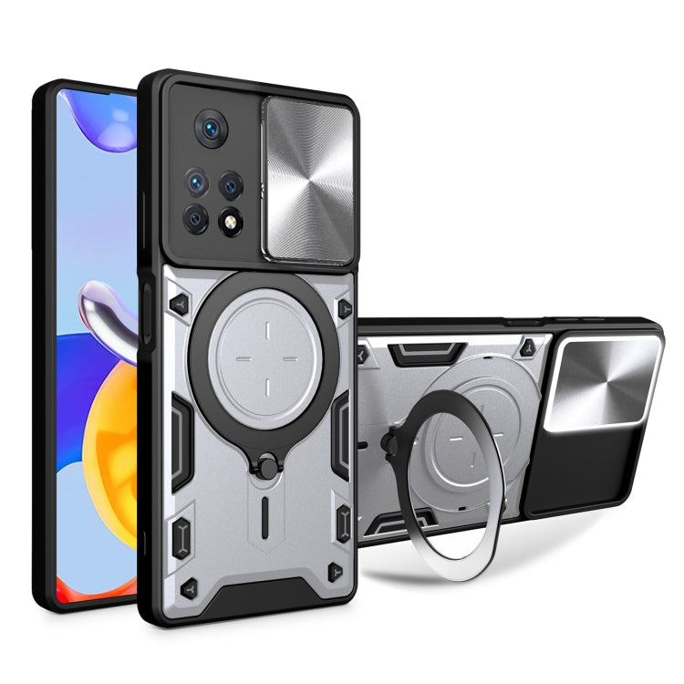 CD Texture Sliding Camshield Magnetic Holder Phone Case, For Xiaomi Poco M4 Pro 4G, For Xiaomi Poco X4 Pro 5G, For Xiaomi Redmi Note 11 4G, For Xiaomi Redmi Note 11 Pro