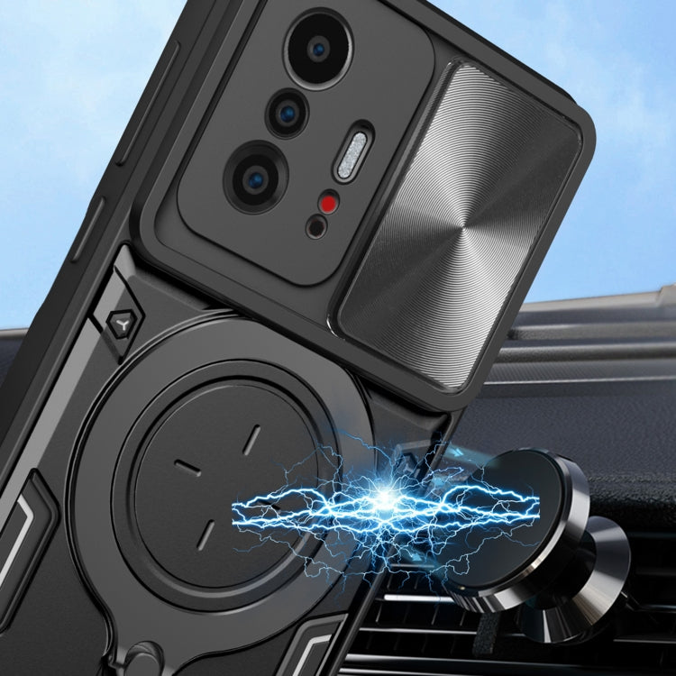 CD Texture Sliding Camshield Magnetic Holder Phone Case, For Xiaomi 11T, For Xiaomi Mi 11 Lite 4G / 5G, For Xiaomi Redmi Note 9 4G