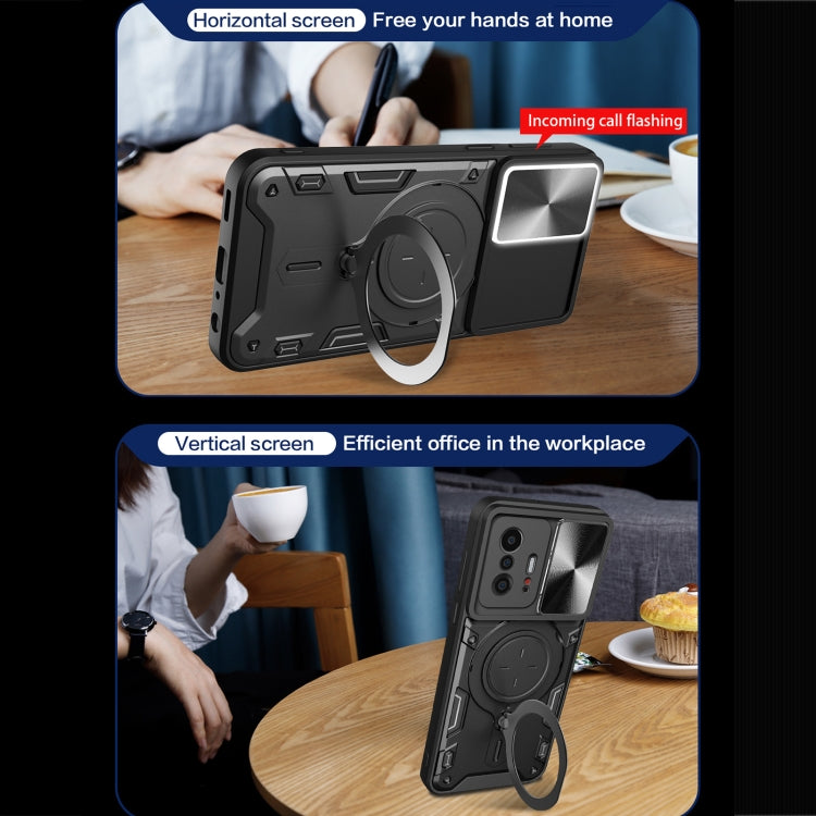 CD Texture Sliding Camshield Magnetic Holder Phone Case, For Xiaomi 11T, For Xiaomi Mi 11 Lite 4G / 5G, For Xiaomi Redmi Note 9 4G