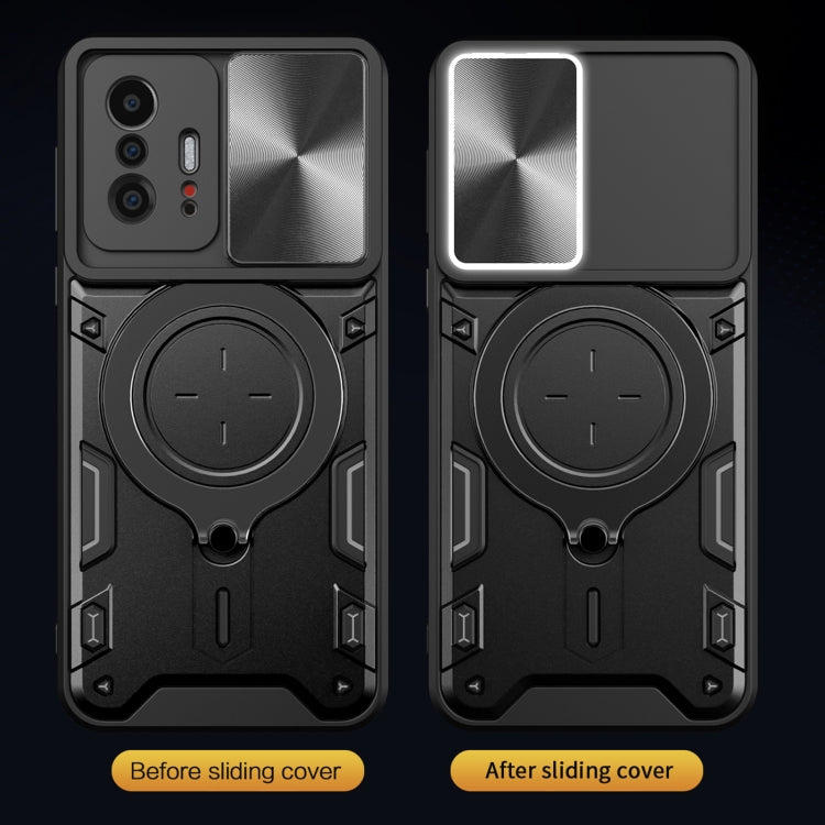 CD Texture Sliding Camshield Magnetic Holder Phone Case, For Xiaomi 11T, For Xiaomi Mi 11 Lite 4G / 5G, For Xiaomi Redmi Note 9 4G