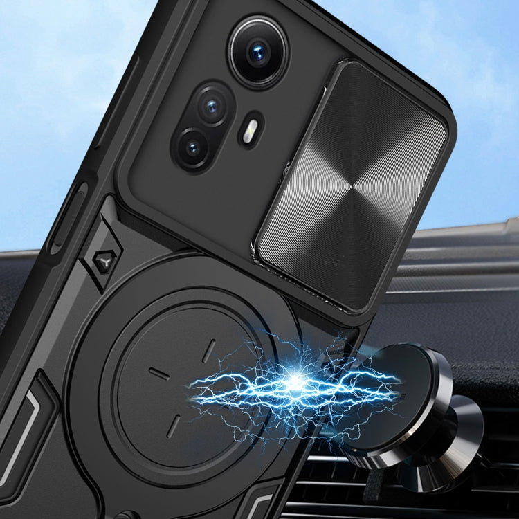 CD Texture Sliding Camshield Magnetic Holder Phone Case, For Xiaomi Redmi Note 12S 4G, For Xiaomi Redmi Note 12 4G, For Xiaomi Redmi Note 12 Pro 5G, For Xiaomi Redmi 12C