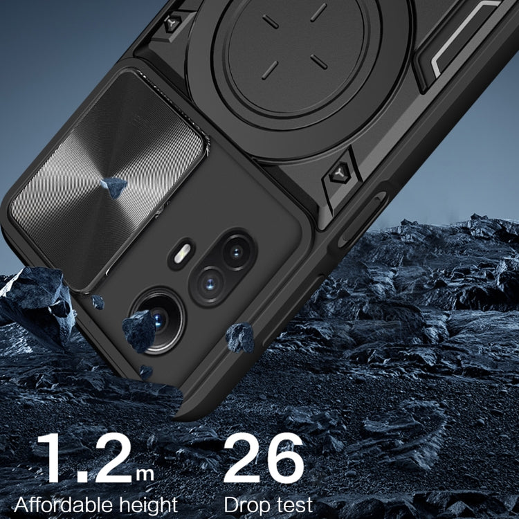 CD Texture Sliding Camshield Magnetic Holder Phone Case, For Xiaomi Redmi Note 12S 4G, For Xiaomi Redmi Note 12 4G, For Xiaomi Redmi Note 12 Pro 5G, For Xiaomi Redmi 12C