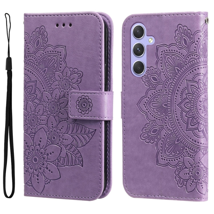 7-petal Flowers Embossing Leather Phone Case, For Samsung Galaxy M54 5G