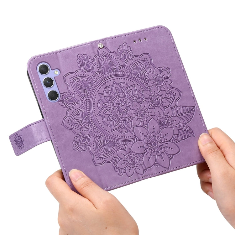 7-petal Flowers Embossing Leather Phone Case, For Samsung Galaxy M54 5G