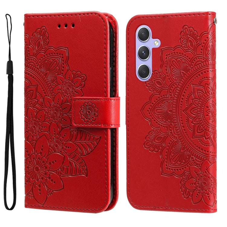 7-petal Flowers Embossing Leather Phone Case, For Samsung Galaxy M54 5G