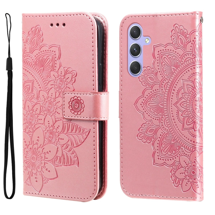 7-petal Flowers Embossing Leather Phone Case, For Samsung Galaxy M54 5G