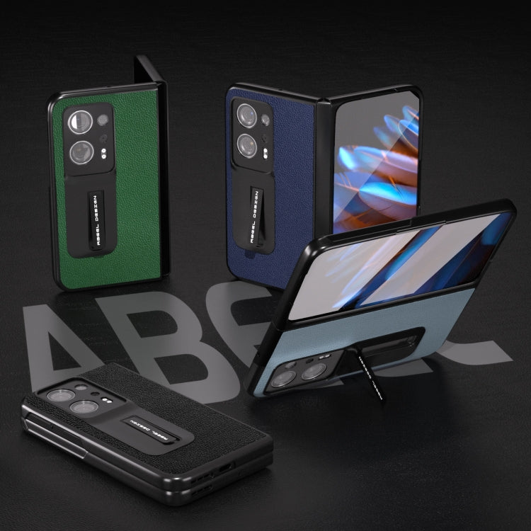 Étui en cuir véritable Mino avec bord noir intégré et support pour Xiaomi Mix Fold 2 et Oppo Find N2