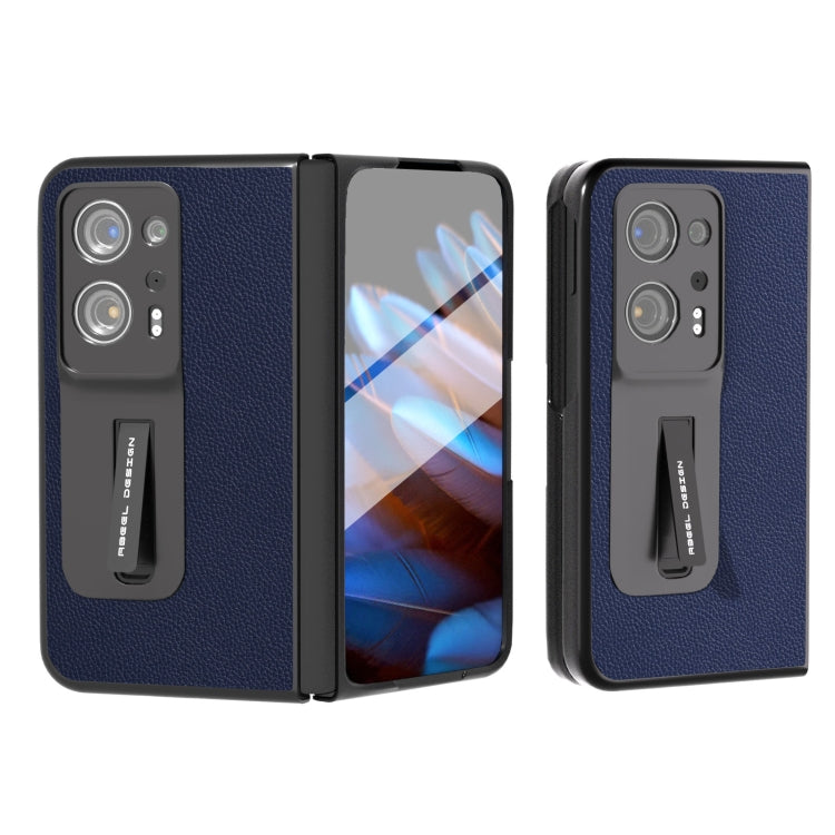 Étui en cuir véritable Mino avec bord noir intégré et support pour Xiaomi Mix Fold 2 et Oppo Find N2