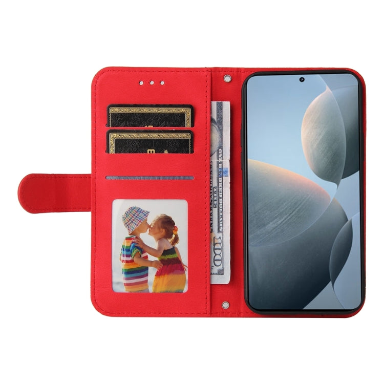 Skin Feel Life Tree Metal Button Leather Phone Case