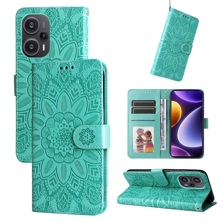 Embossed Sunflower Leather Phone Case, For Xiaomi Redmi K70 / K70 Pro, For Xiaomi Redmi Poco F5, For Xiaomi Redmi K60 / K60 Pro, For Xiaomi Redmi Note 12S 4G