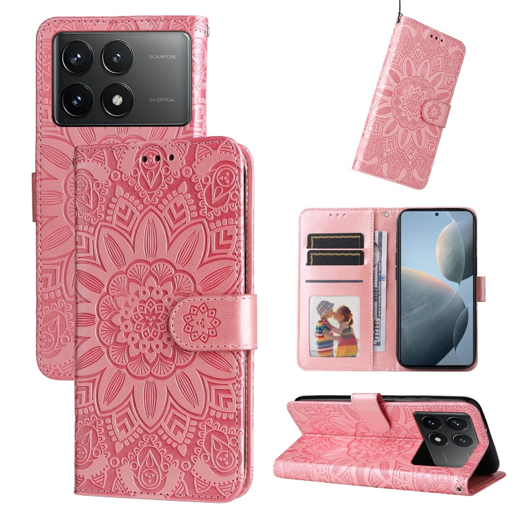 Embossed Sunflower Leather Phone Case, For Xiaomi Redmi K70 / K70 Pro, For Xiaomi Redmi Poco F5, For Xiaomi Redmi K60 / K60 Pro, For Xiaomi Redmi Note 12S 4G