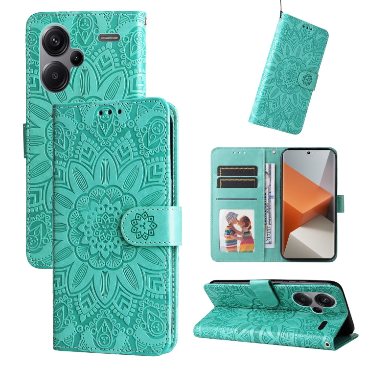 Embossed Sunflower Leather Phone Case, For Xiaomi Redmi 13C 4G, For Xiaomi Redmi Note13 Pro+ 5G Global, For Xiaomi Redmi Note13 Pro 5G Global, For Xiaomi 13T / Redmi K60 Ultra