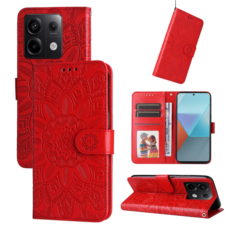 Embossed Sunflower Leather Phone Case, For Xiaomi Redmi 13C 4G, For Xiaomi Redmi Note13 Pro+ 5G Global, For Xiaomi Redmi Note13 Pro 5G Global, For Xiaomi 13T / Redmi K60 Ultra
