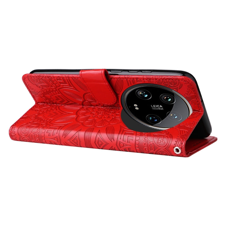 Embossed Sunflower Leather Phone Case, For Xiaomi 14 Ultra, For Xiaomi 14 Pro, For Xiaomi 14, For Xiaomi Redmi Note13 5G Global