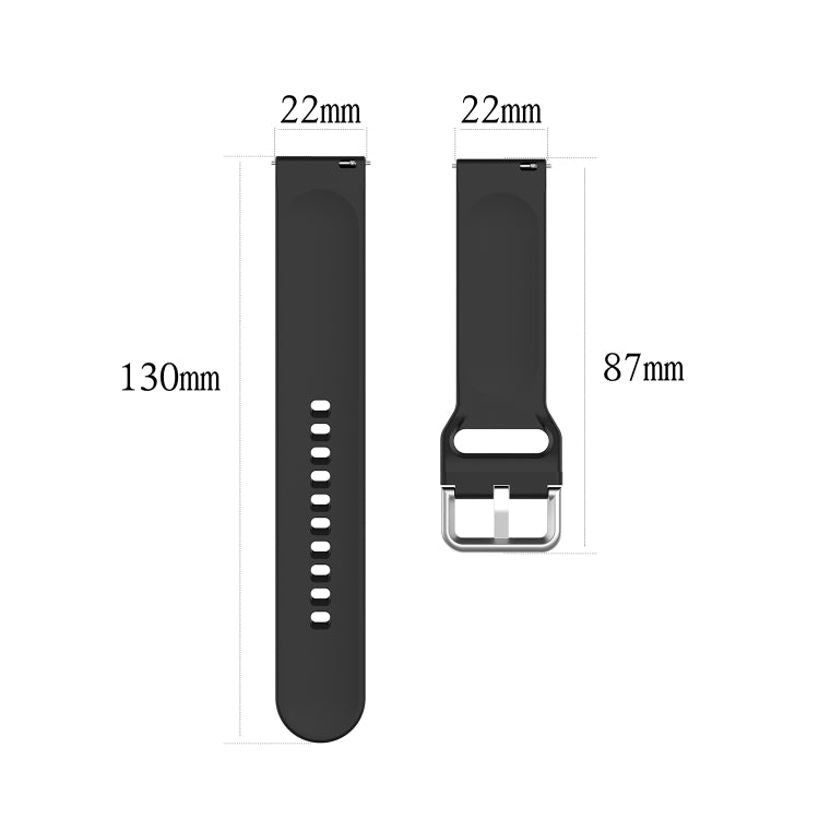 22mm Universal Silver Buckle Silicone Replacement Wrist Strap, L