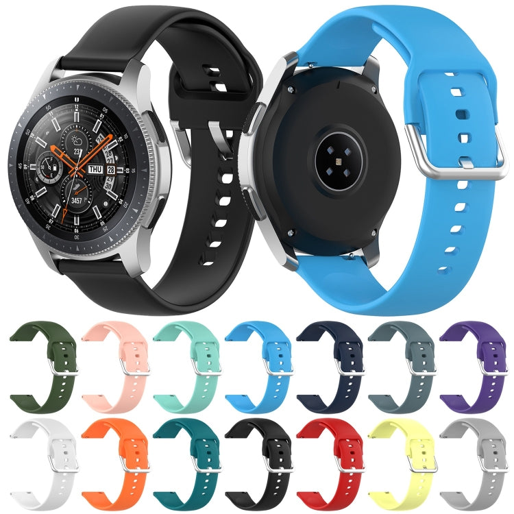 22mm Universal Silver Buckle Silicone Replacement Wrist Strap, L