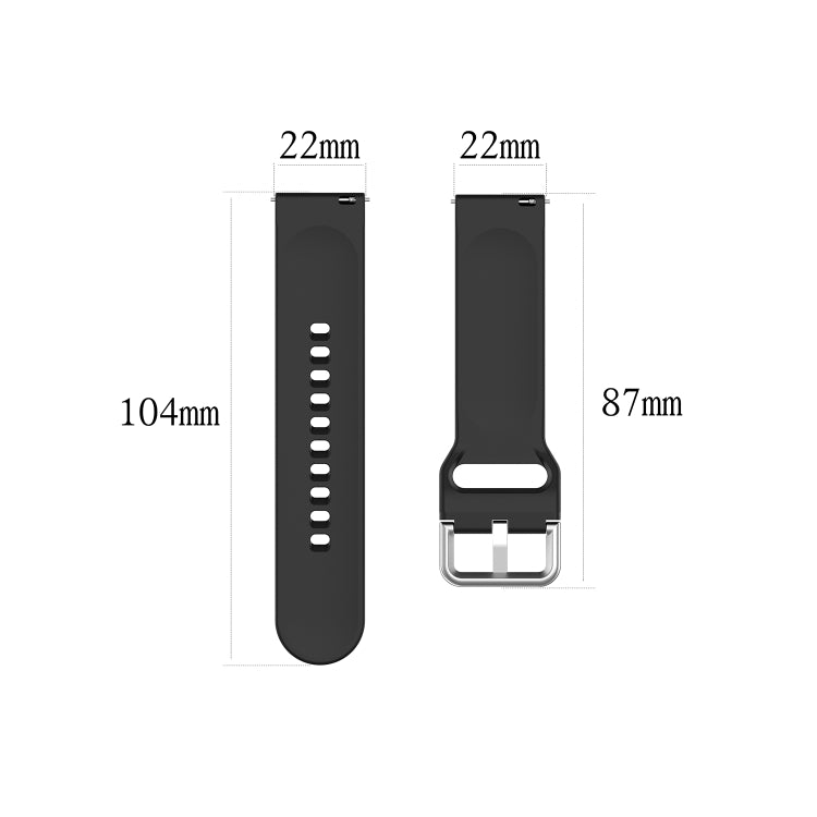 22mm Universal Silver Buckle Silicone Replacement Wrist Strap, S